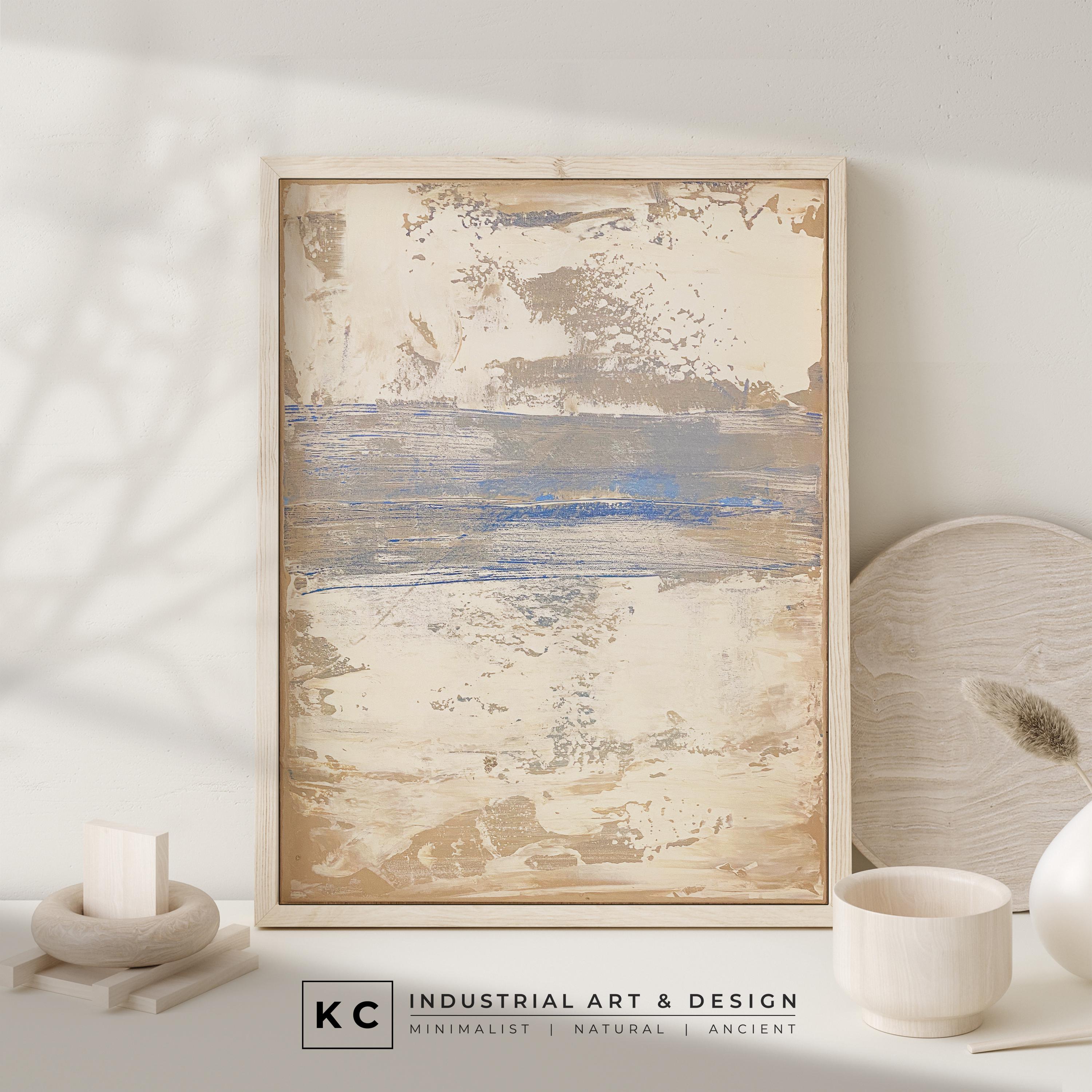 Serene Horizons #2 of 3 | Beige White Blue | Wabi-Sabi Textured Abstract Minimalist Painting on Canvas | Original Art | Modern Coastal