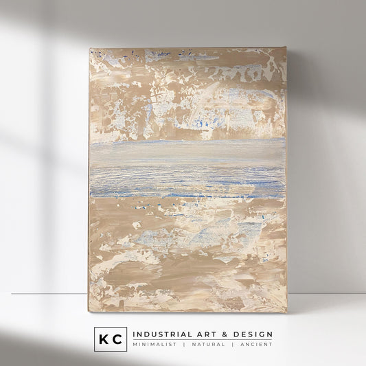 Serene Horizons #3 of 3 | Beige White Blue | Wabi-Sabi Textured Abstract Minimalist Painting on Canvas | Original Art | Modern Coastal