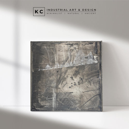 Wabi-Sabi Japandi #18 of 19 | Monochromatic Grayscale | Square Textured Canvas | Minimalist Zen Art