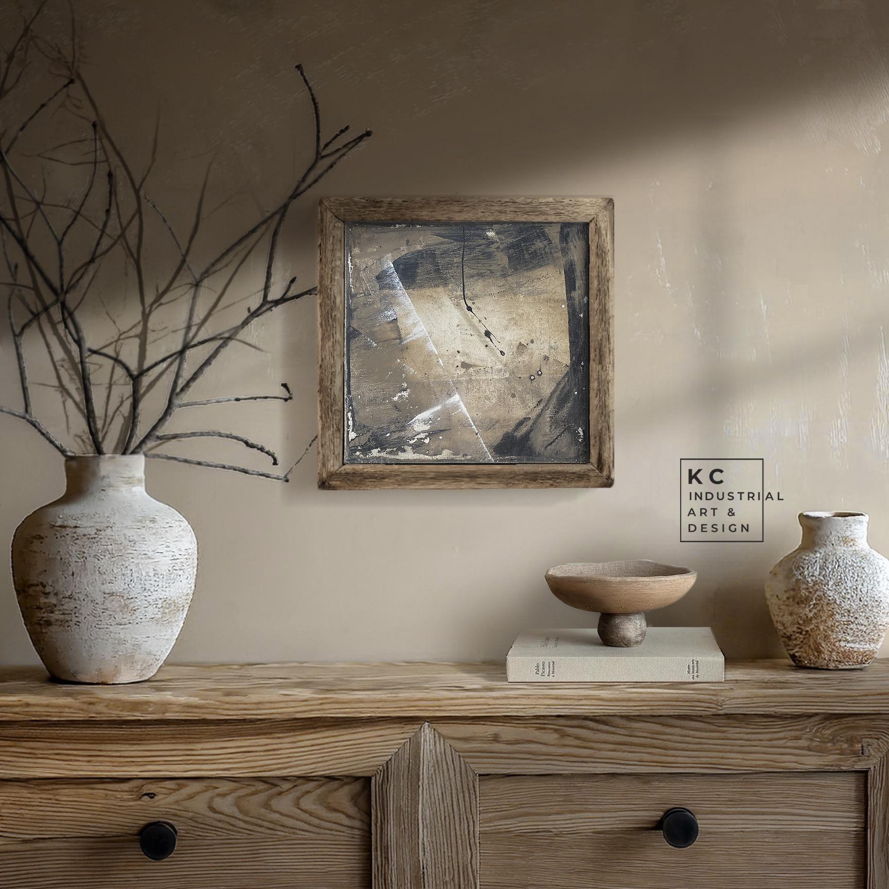 Wabi-Sabi Japandi #17 of 19 | Textured Elemental Canvas | Square Rustic Art | Natural Minimalist Design