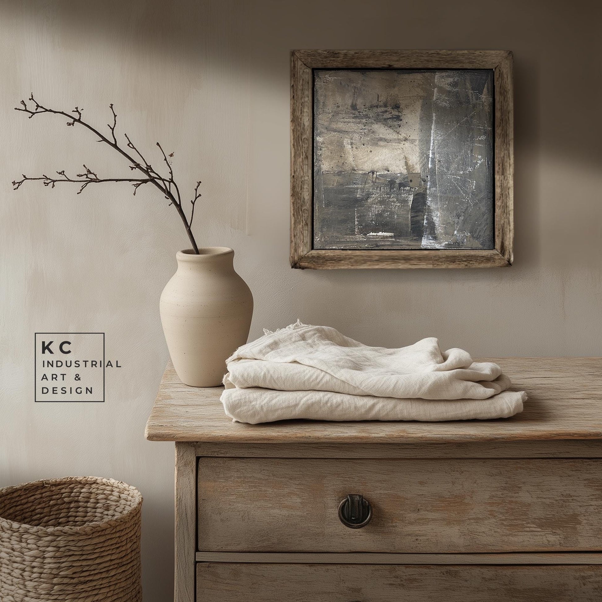 Wabi-Sabi Japandi #16 of 19 | Charcoal Shades Canvas | Square Contemporary Art | Elemental Rustic Design