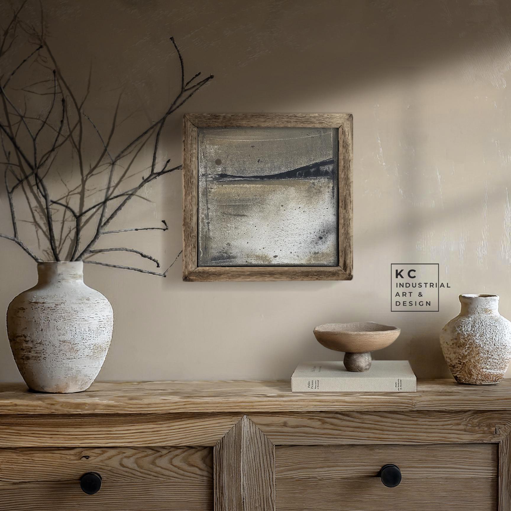 Wabi-Sabi Japandi #15 of 19 | Subdued Grayscale Canvas | Square Modern Art | Elemental Abstract Design