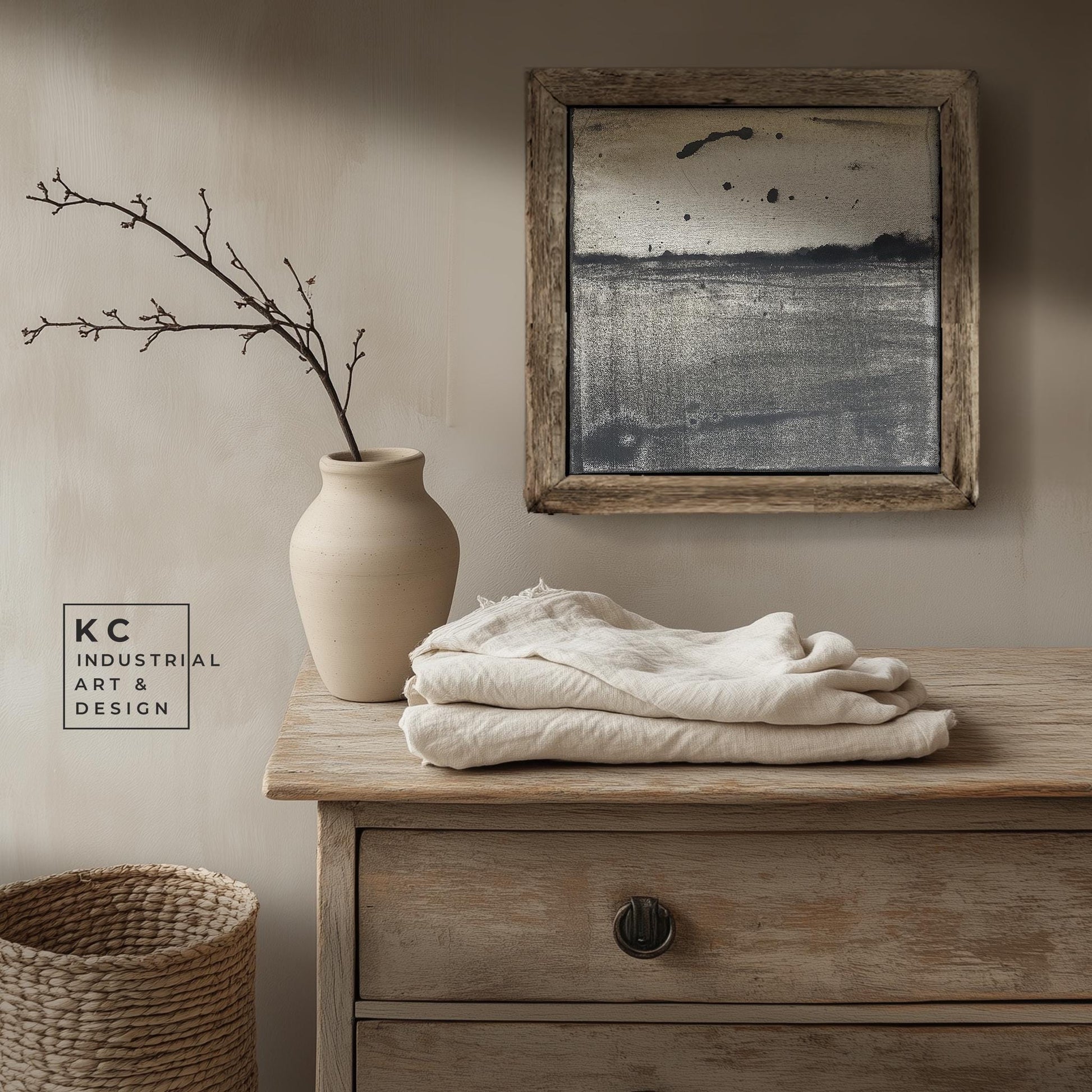 Wabi-Sabi Japandi #14 of 19 | Muted Monochrome | Square Hand-Painted Textured Canvas | Contemplative Minimalist Art