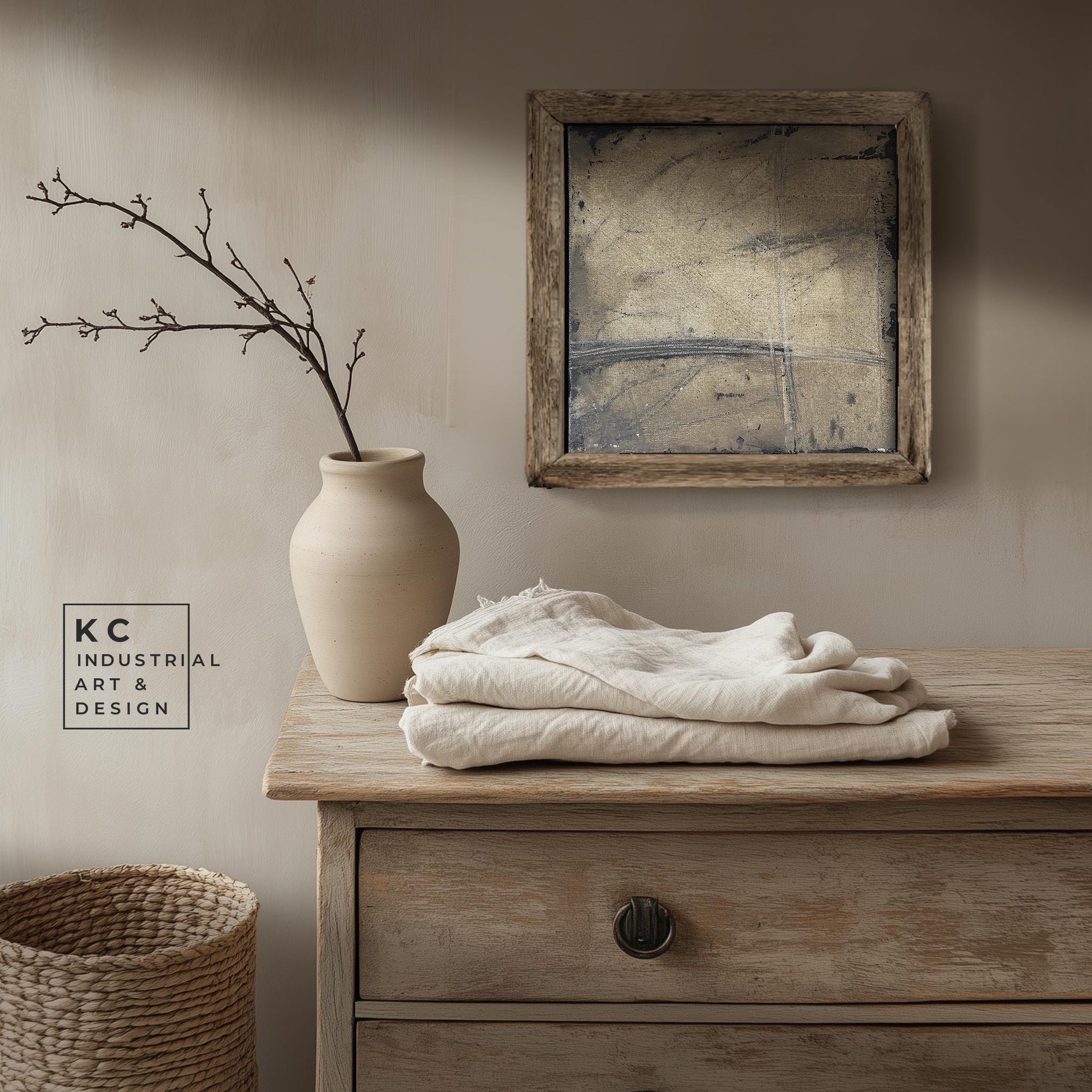 Wabi-Sabi Japandi #9 of 19 | Timeless Grayscale Minimalism | 10x10 Rustic Textured Art