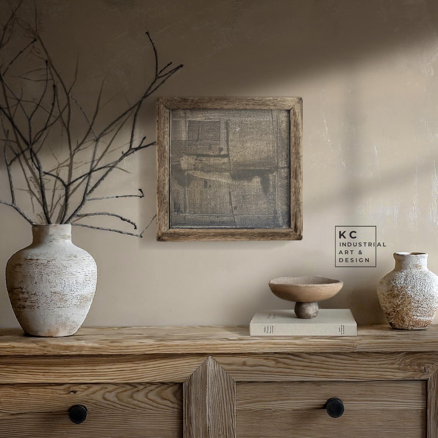 Wabi-Sabi Japandi #5 of 19 | Enigmatic Grayscale Distortion | Square Hand-Painted Canvas | Ancient Modern Fusion