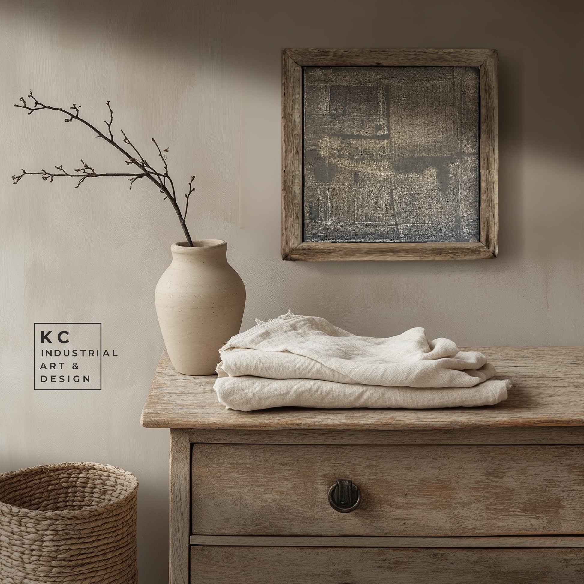 Wabi-Sabi Japandi #5 of 19 | Enigmatic Grayscale Distortion | Square Hand-Painted Canvas | Ancient Modern Fusion